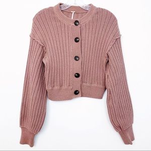 Free People All Yours Chunky Cropped Cardigan M